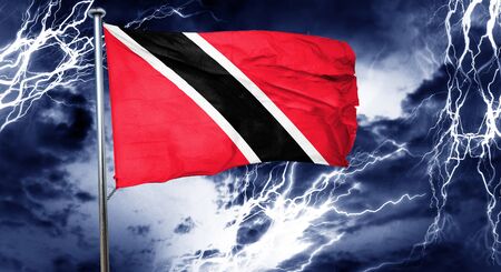 Trinidad and tobago flag, 3D rendering, crisis concept storm cloudの写真素材