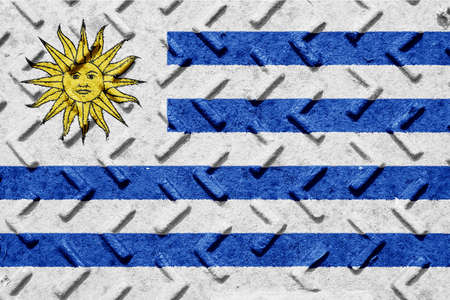 Uruguay flag with some soft highlights and foldsの写真素材