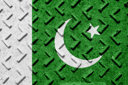 Pakistan flag with some soft highlights and foldsの写真素材