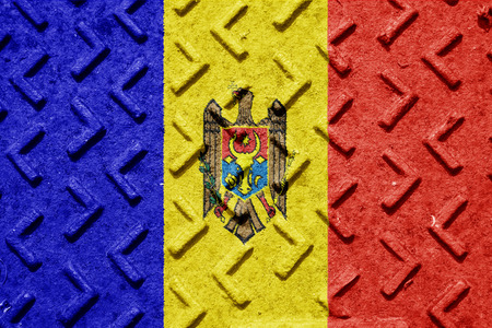 Moldova flag with some soft highlights and foldsの写真素材