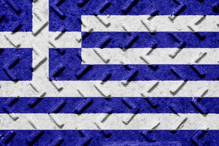 Greece flag with some soft highlights and foldsの写真素材