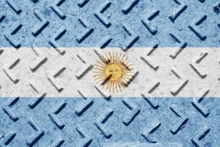 Argentina flag with some soft highlights and foldsの写真素材