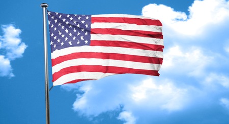 America flag waving in the windの写真素材