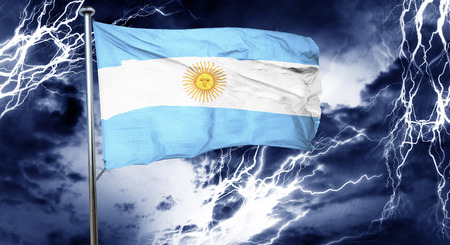 Argentina flag, 3D rendering, crisis concept storm cloudの写真素材
