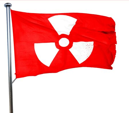 Nuclear danger background on a grunge background, 3D rendering, a red waving flagの写真素材