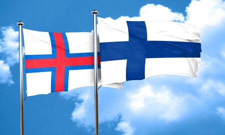 faroe islands flag with Finland flag, 3D renderingの写真素材