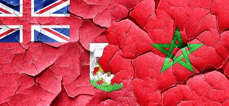 bermuda flag with Morocco flag on a grunge cracked wallの写真素材