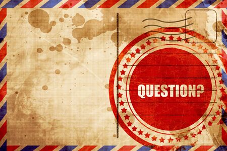 question, red grunge stamp on an airmail backgroundの写真素材