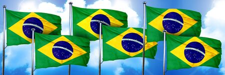 Brasil flags, 3D rendering, on a cloud backgroundの写真素材