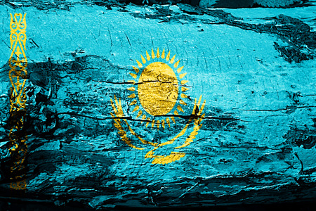 Kazakhstan flag with grunge textureの写真素材