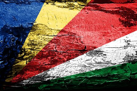 seychelles flag with grunge textureの写真素材