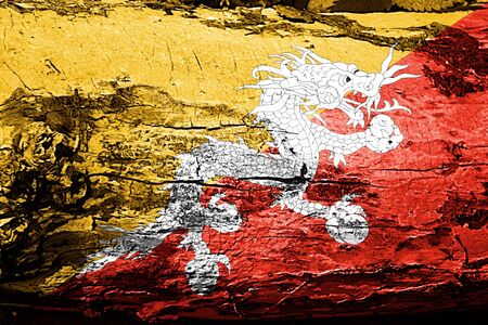 Bhutan flag with grunge textureの写真素材