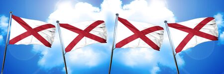 alabama flag, 3D rendering, on a cloud backgroundの写真素材