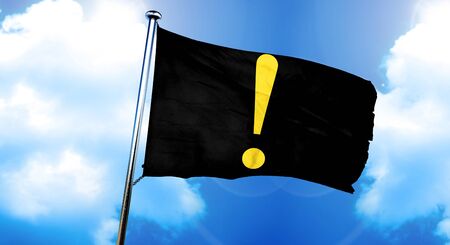 Hazard warning sign flag, 3D renderingの写真素材