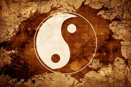 Grunge vintage yin yang symbolの写真素材
