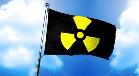 Radioactive warning flag, 3D renderingの写真素材
