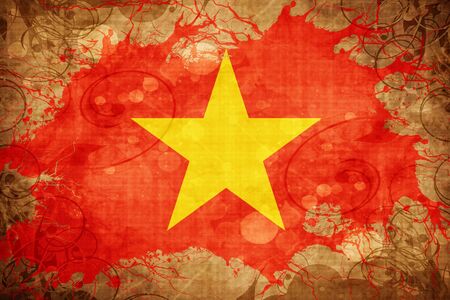 Grunge vintage Vietnam flagの写真素材