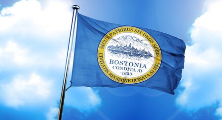 Boston flag, 3D renderingの写真素材