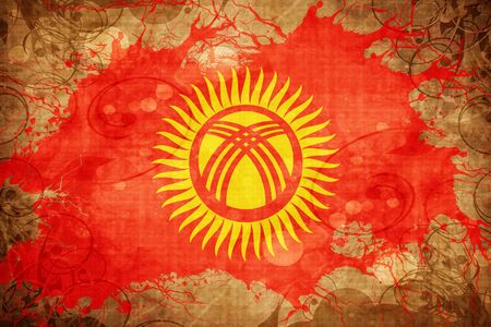 Grunge vintage Kyrgyzstan flagの写真素材