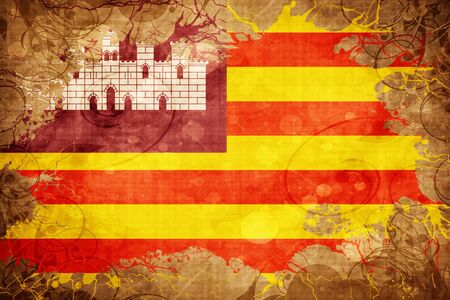 Vintage Balearic islands, iles baleares flag with grunge effectの写真素材