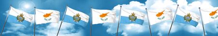san marino flag with Cyprus flag, 3D renderingの写真素材