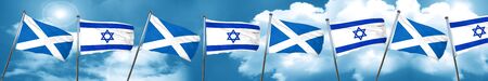 scotland flag with Israel flag, 3D rendering