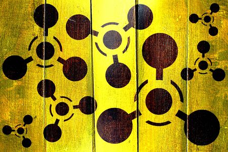 Vintage Chemical weapon sign on a grunge wooden panelの写真素材