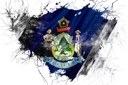 Grunge old maine flagの写真素材