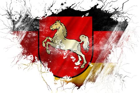 Grunge old lower saxony, niedersachsen flagの写真素材