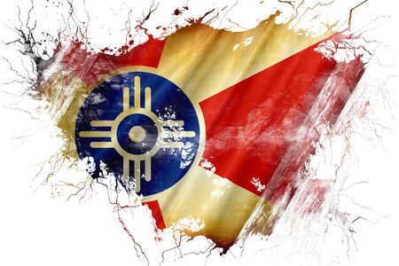 Grunge old Wichita flagの写真素材