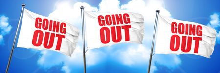 going out, 3D rendering, triple flagsの写真素材