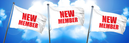 new member, 3D rendering, triple flagsの写真素材