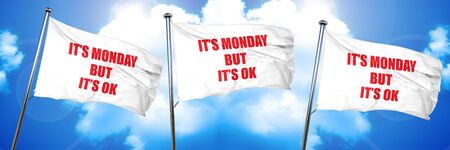 it's monday but it's ok, 3D rendering, triple flagsの写真素材