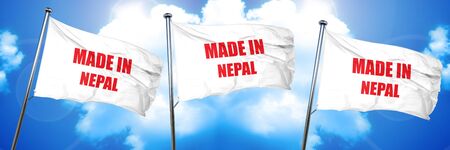 Made in nepal with some soft smooth lines, 3D rendering, triple flagsの写真素材