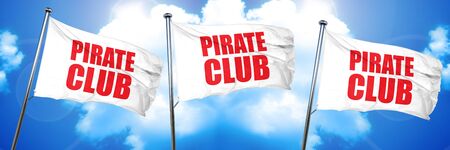 pirate club, 3D rendering, triple flagsの写真素材