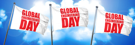 global engineering day, 3D rendering, triple flagsの写真素材