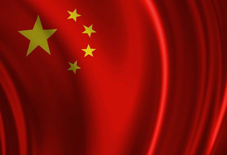 Chinese flag waving in the windのeditorial素材