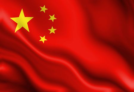 Chinese flag waving in the windのeditorial素材