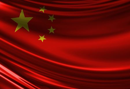 Chinese flag waving in the windのeditorial素材