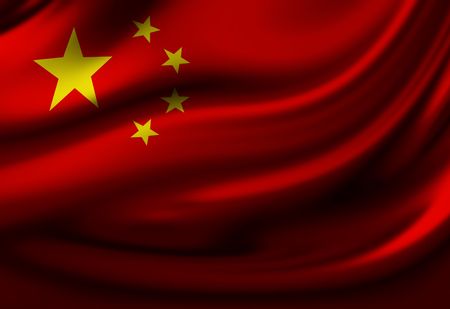 Chinese flag waving in the windのeditorial素材