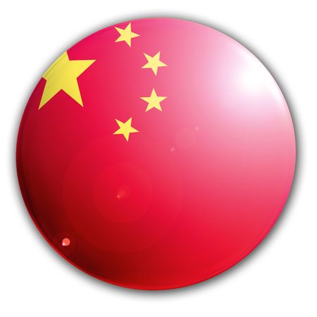 chinese flag on a solid white backgroundのeditorial素材