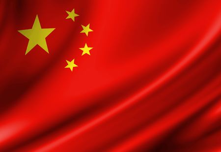 Chinese flag waving in the windのeditorial素材