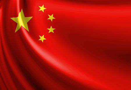 Chinese flag waving in the windのeditorial素材