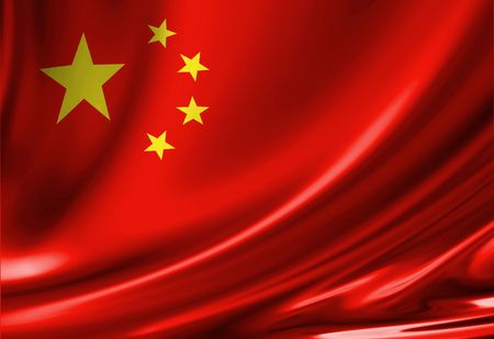 Chinese flag waving in the windのeditorial素材