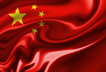 Chinese flag waving in the windのeditorial素材