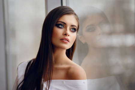 Beautiful young female brunette model