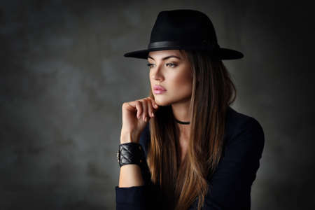 Beautiful young female brunette modelの写真素材