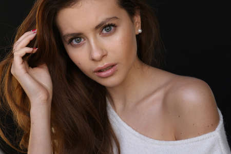 Beautiful young female brunette modelの写真素材