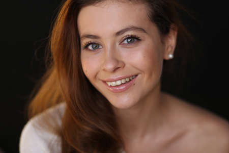 Beautiful young female brunette modelの写真素材