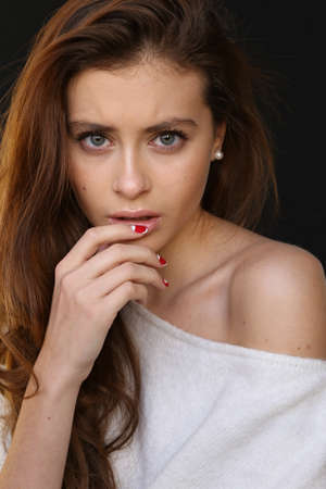 Beautiful young female brunette modelの写真素材